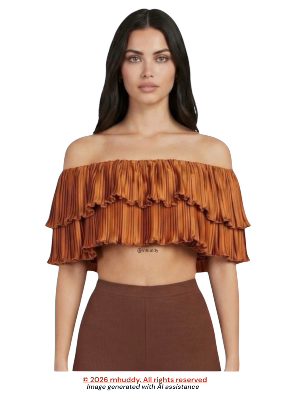 NWT By Anthropologie XXS Off Shoulder Plissé Ruffled Crop Top